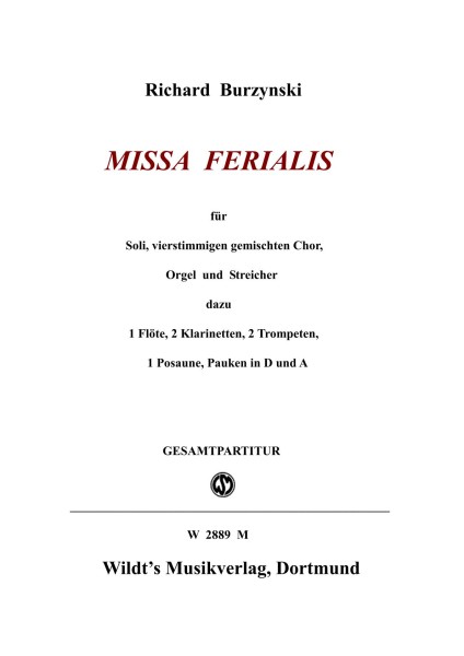 Burzynski, Missa Ferialis Gch. GesamtparTITUR