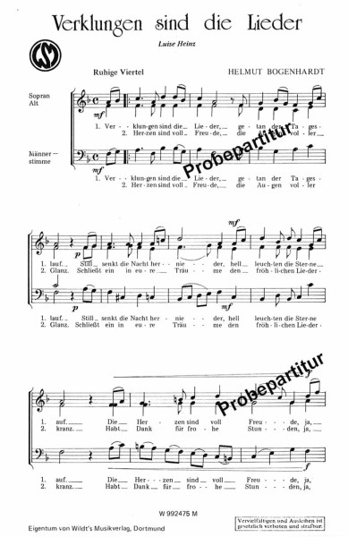 Bogenhardt, Verklungen sind d. Lieder Gch. 3-stim.