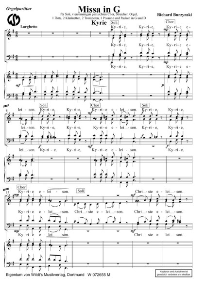 Burzynski, Missa in G Gch. 4-stim. Instrumentalstimme