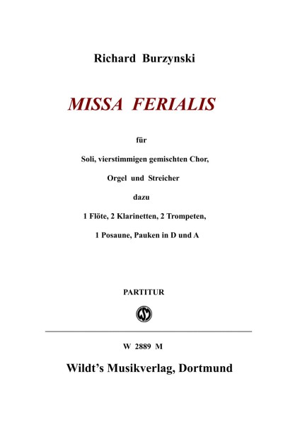 Burzynski, Missa Ferialis Gch. Orgelstimme