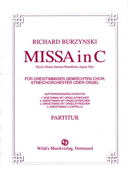 Burzynski, Missa in C Gch. 3-stim. Sp.