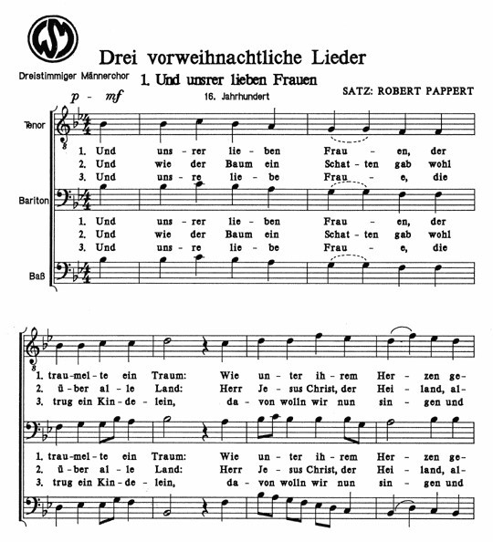 Pappert, Drei vorweihnachtliche Lieder Mch.3-stim.